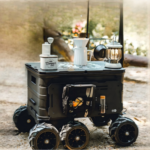 Chariot de camping pliable Lubutan 50 pour camping-car, remorque de camping, chariot à main extérieur, chariot à roues en alliage d'aluminium, boîte de rangement noire - Product Image 5
