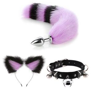 Set de 3 Piezas de Disfraz de Zorro: Collar, Diadema y Tapón Anal de Peluche, Juguete Sexual para Adultos con Forma de Animal para Parejas, Cosplay Sexy de <span class=keywords><strong>Anime</strong></span>, Juguetes BDSM - Product Image 1
