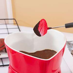 Mini pot <span class=keywords><strong>à</strong></span> <span class=keywords><strong>fondue</strong></span> en céramique en forme de cœur rouge - Product Image 4
