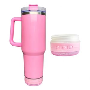 Custom LogoBulk Double Walled Stainless Steel Handgrip 40Oz Speaker Tumbler for Sublimation Printing - Product Image 4