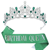 HLC vente en gros grand concours anniversaire fille imprimé ceinture perle CZ strass diadème mariée coiffure papillon diamant couronne bandeau