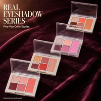 Mehrfarbige 5-Farben-Lidschattenpalette für Social-Media-Beauty-Content in Korallenrosa und Beerentönen