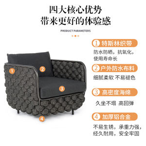 आधुनिक फैक्टरी सस्ती रस्सी बुनाई आउटडोर लाउंज गार्डन फर्नीचर एल्यूमिनियम सोफा सेट - Product Image 4