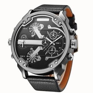 Oulm 3548 king made in china orologio al quarzo da uomo autentico cinturino in pelle PU 24 ore orologio da polso business multi fuso orario unico - Product Image 3