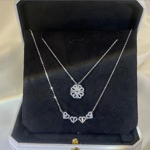 Colgante de Trébol <span class=keywords><strong>con</strong></span> Cuatro Corazones Magnéticos Combinables de Aleación de Circonio, Brillante y de Lujo Ligero, Regalo Lindo para el Día de San Valentín para Mujer - Product Image 5