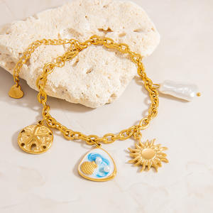 Stainless Steel <b>Bracelet</b> With Gold Plating Starfish <b>Shell</b> Charm Women's Jewelry Gift - Product Image 2