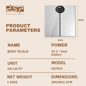 Pèse-personne électronique DSP Body Glass avec écran LCD 0,1 kg, rectangulaire, antidérapant, pour salle de bain - Product Image 2