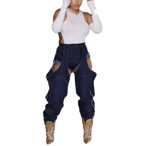 Vaqueros Elásticos con Cierre y Diseño Irregular para Mujer, a la Moda - Product Image 1