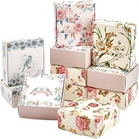 Boîte cadeau carrée en papier kraft rigide imprimé floral de luxe, emballage personnalisé vintage pour aliments et chewing-gum