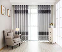 Tissu occultant jacquard à rayures croisées gaufrées pour rideaux, prêt à l'emploi, prix de gros abordable