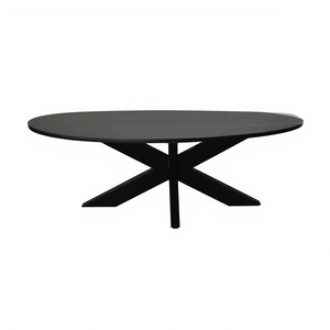 Table à manger ovale en marbre blanc de style industriel moderne de haute qualité avec pieds en métal araignée, 6 places, assemblage requis - Product Image 2