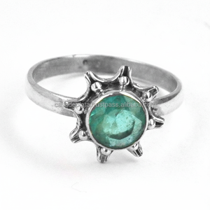 แหวนดีไซเนอร์เงินสเตอร์ลิง925เครื่องประดับสไตล์คลาสสิกทำด้วยมือด้วยพลอยบุษราคัมสีฟ้า - Product Image 1