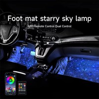 Alfombrillas de fibra óptica Twinkle Stars para coche, alfombrillas LED con luz de estrella con Control remoto por aplicación, 4 unids/set para decoración de alfombrillas LED para coche