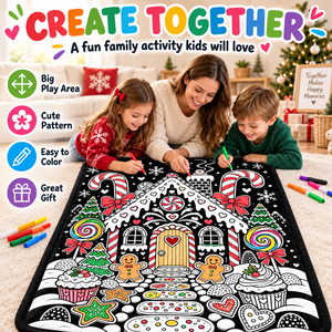 Create Together Christmas Coloring Throw <b>Blanket</b> Rectangular <b>Plush</b> Reusable For Kids And Family Winter Holiday Fun - Product Image 1