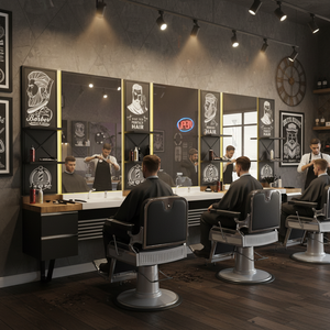 Muebles de madera auténtica modernos de lujo, silla de pedicura de Metal duradera con estilo, espejo de salón para Taller de barbería - Product Image 2