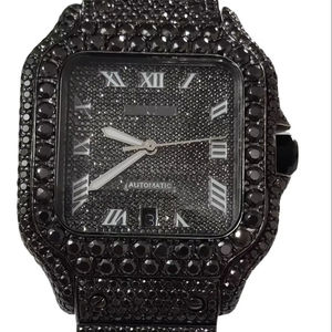 Montre en acier inoxydable avec moissanite tendance, ornée de pierres étincelantes, style quartz classique, intemporelle et élégante - Product Image 1