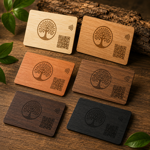 Carte de membre NFC en bois personnalisée avec gravure laser et code QR pour une promotion de marque écologique - Product Image 2