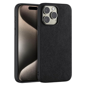 Funda magnética de cuero Alcantara de lujo italiano para teléfono móvil iPhone 15 Pro Max impermeable diseño Simple logotipo personalizado en caja - Product Image 1