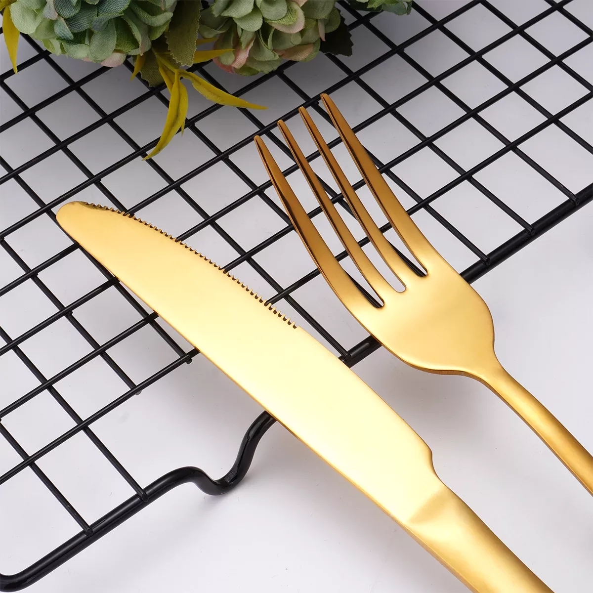 Fine Matte Dinner Modern Gold Cutlery Set Food Grade Stainless Steel Knife Spoon and Fork Set · image 2