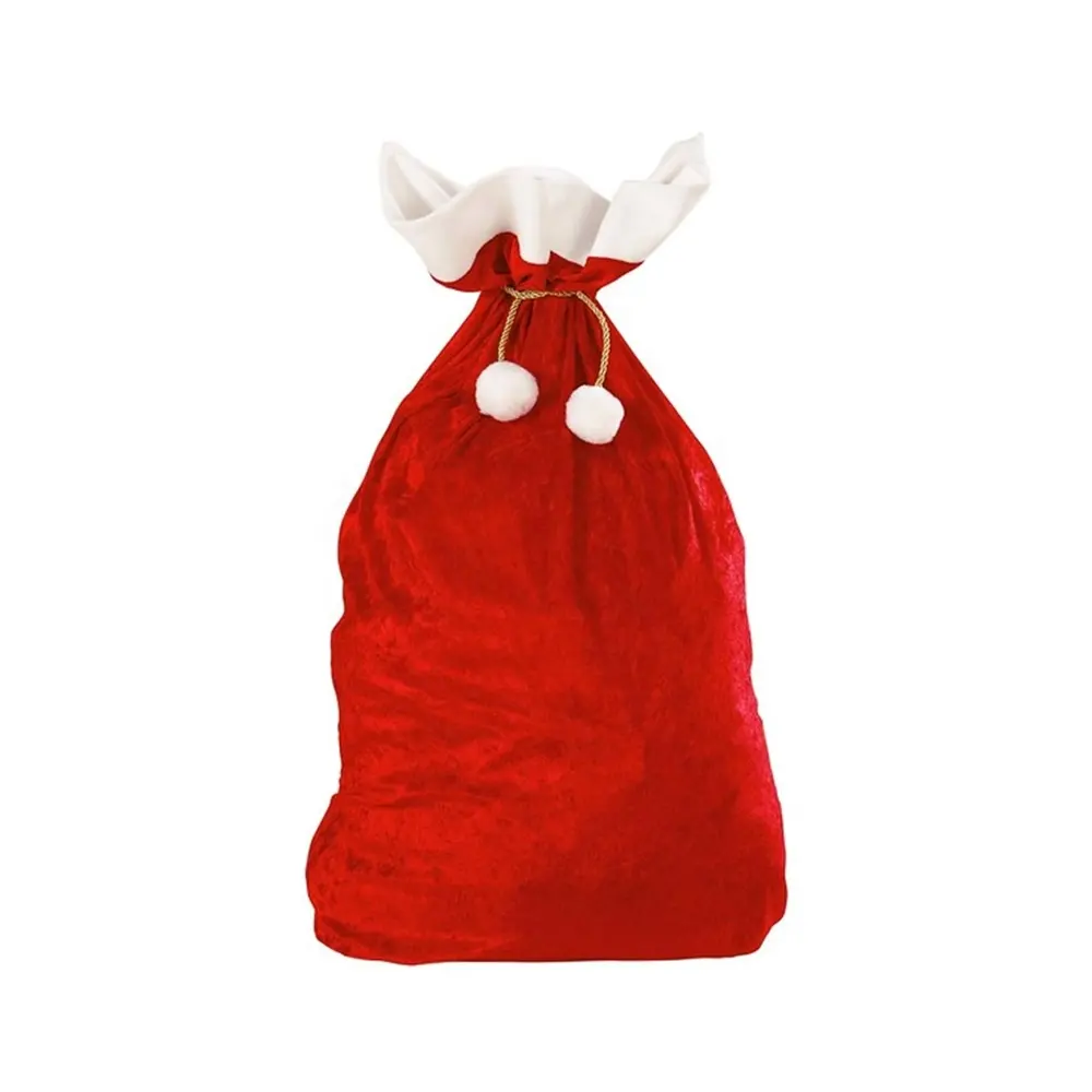 2023 뜨거운 판매 대형 졸라매는 끈 파우치 크리스마스 친환경 면 가방 빨간 산타 장난감 자루 크리스마스 선물 가방