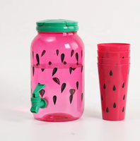 Carafe à eau en plastique de qualité alimentaire pour la maison, 3,8 L, portable, incassable, avec tasses