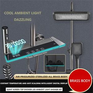 Ensemble <span class=keywords><strong>de</strong></span> <span class=keywords><strong>douche</strong></span> thermostatique <span class=keywords><strong>de</strong></span> luxe boutons <span class=keywords><strong>de</strong></span> piano gris nickel brossé jet supérieur à effet pluie pressurisé avec <span class=keywords><strong>pommeau</strong></span> <span class=keywords><strong>de</strong></span> <span class=keywords><strong>douche</strong></span> en plastique - Product Image 3