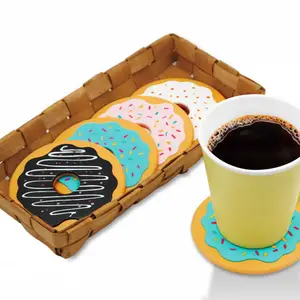 Tafelbekermat Decor Koffie Drinken Placemat Serviesgoed Spinnen Retro Vinyl Donut Drankjes Onderzetters