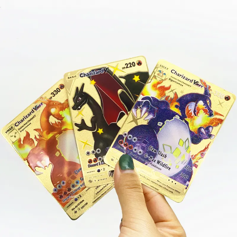 सबसे अच्छा अमेज़न 2022 Charizard Blastoise Venusaur सोने धातु इंद्रधनुष Charizard Vmax कार्ड 1st संस्करण Pokemon व्यापार कार्ड खेल