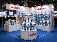 Peluche personnalisée de créature de dessin animé, douce, blanche et bleue, avec cornes, pour la décoration de la maison, OEM ODM, peluche personnalisée