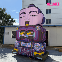 Statue de Bouddha gonflable géante personnalisée de 4 m, motif ethnique violet, figurine de méditation pour la décoration d'événements et de festivals
