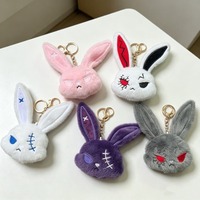 Nouveau Pendentif Peluche Lapin Noir Transfrontalier, Design Bully, Accessoire de Sac, Porte-clés Dessin Animé, Rembourrage Coton PP, Unisexe