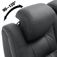 Canapé inclinable électrique moderne en cuir véritable et bois, monoplace, avec LED, pour salon ou home cinéma