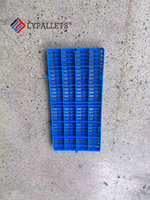 Tapis de stockage en plastique Euro à grille simple bleu emboîtable, entrée 4 voies, étanche, résistant à l'humidité et au froid, pour entrepôt et palette