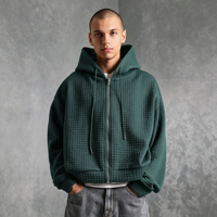 Sweat à capuche zippé intégral en molleton épais 100 % coton 400-450 g/m² pour homme, coupe oversize, style vintage, en tissu French Terry