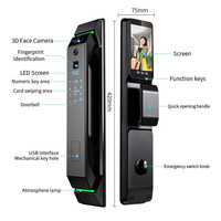 Kunci Pintu Gerbang Rumah Pintar Tuya, Pengenal Wajah, Kontrol Aplikasi Wifi, Layar Interkom, Biohacking, Kartu RFID, Cloud, Kompatibel dengan Kayu