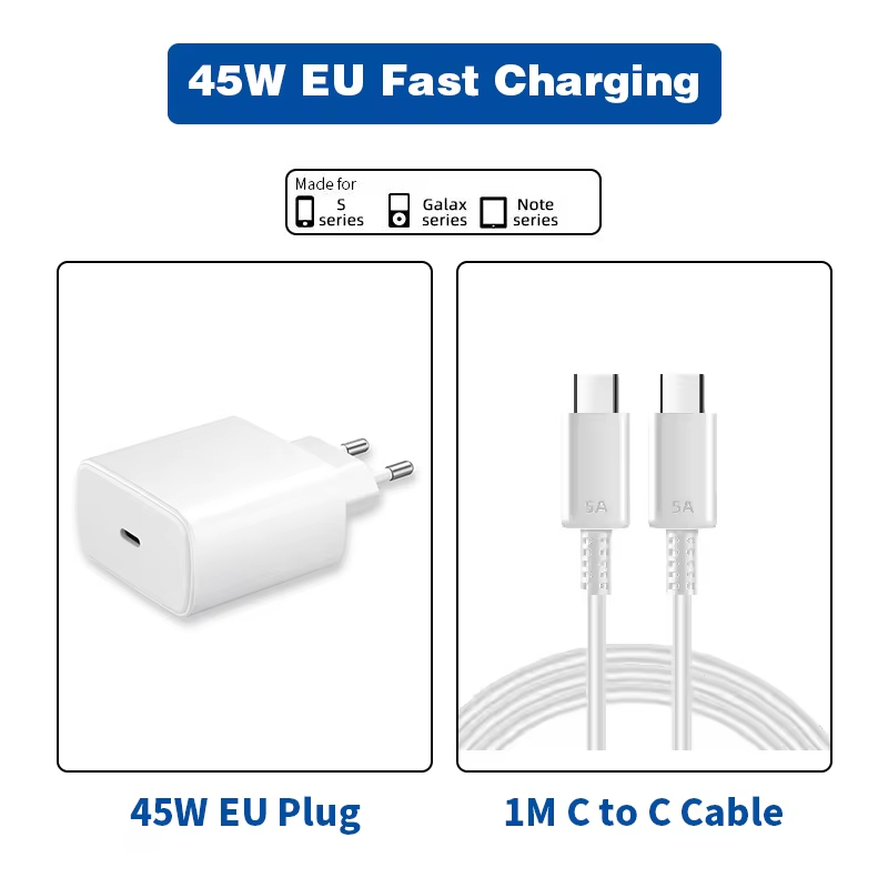 Enchufe europeo de 45 W + 1 M tipo C (blanco)