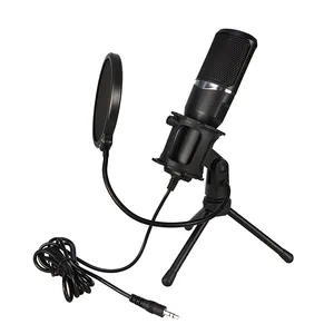 Mikrofon Kondensor Karaoke Profesional Mikrofon Nirkabel untuk PC Komputer Gaming Konferensi Mikrofon Ponsel Bernyanyi Langsung