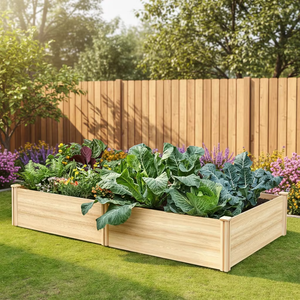 Bac à jardin <span class=keywords><strong>surélevé</strong></span> en <span class=keywords><strong>bois</strong></span> de 8x4 pieds, profondeur de 15 pouces, <span class=keywords><strong>pour</strong></span> légumes, herbes, fleurs, jardinage en plein air, design à base ouverte - Product Image 4