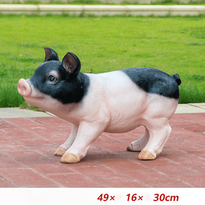 Scultura di Animale da Esterno in Resina Ecologica a Grandezza Naturale, Statua di Maiale Bianco che Allatta i Suoi Cuccioli, Decorazione per Prato - Product Image 3