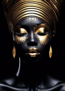 Modern <span class=keywords><strong>Deco</strong></span> Gold Jewelry Wall Art Pictures Black Female Portrait Canvas Poster for Home Decor for Living Room and Bedroom - Product Image 4