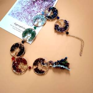 Ornements suspendus <span class=keywords><strong>Arbre</strong></span> de Vie en pierre naturelle 7 Chakras, enroulés de fil, avec pierres précieuses et quartz naturel, pierres de guérison - Product Image 4