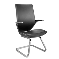 Ensemble de chaises de bureau modernes noires en cuir et maille avec accoudoirs, chaise de bureau à cadre chromé pour salle de conférence, réception, bureau