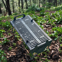 Slot Grill - Barbecue pliable pour un rangement facile, en acier, adapté au camping, aux fêtes, à la plage et à la cuisine en plein air