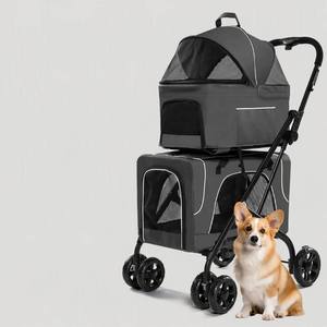 Carriola Plegable 3 en 1 para Mascotas, Ajustable y Portátil, con 2 Compartimientos Desmontables, Cinturón de Seguridad y 4 Ruedas, para Perros Pequeños/Medianos - Product Image 2