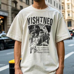 T-shirt Hip Hop pour Hommes Grande Taille 100% Coton Tricoté avec Logo Personnalisé, Tissu Respirant Écologique, Luminescence LED dans le Noir pour Hommes - Product Image 1