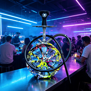 Set de Cachimba Shisha con Diseño de Rueda de Coche y Graffiti, 53CM, con Luz LED, de Aluminio, Estilo Árabe, Tipo Bolígrafo, En Stock, Venta al por Mayor - Product Image 1