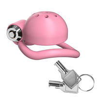 Jaula de Castidad Rosa de ABS para Hombre, Juego de Jaula de Castidad Masculina, Cinturón de Jaula de Castidad con Candado de 5 Tamaños y Anillo para Pene