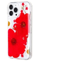 Coque de téléphone de luxe en TPU+PC antichoc avec anneau magnétique et fleurs naturelles, faite à la main, transparente et protectrice pour / OEM ODM