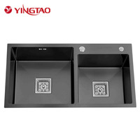 Évier de cuisine multifonction YINGTAO, haute technologie, double bac, encastré, en acier inoxydable poli, design contemporain