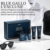 Coffret cadeau de parfum Woody Amber pour homme avec 100 ml de parfum, 15 ml de parfum, 90 ml de brume parfumée, 150 ml de gel douche, 150 ml de lotion pour le corps